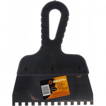 Шпатель зубчатый ВИХРЬ пластиковая рукоятка 6х6 мм, 150 мм Шпатель зубчатый ВИХРЬ пластиковая рукоятка 6х6 мм, 150 мм